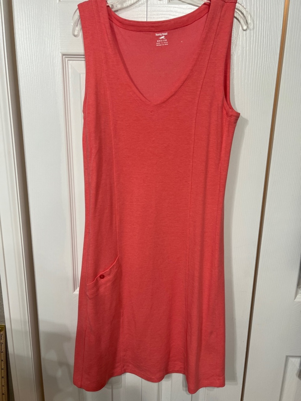 Horny Toad soft coral shift Wm M sleeveless pocket dress casual summer everyday